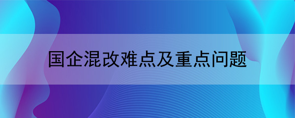 國企混改難點及重點問題